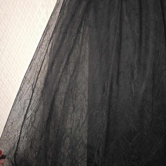 VINTAGE CAROLE LITTLE BLACK MAXI SKIRT TULLE OVERLAY LINED PARTY WOMENS 10 - Picture 4 of 9